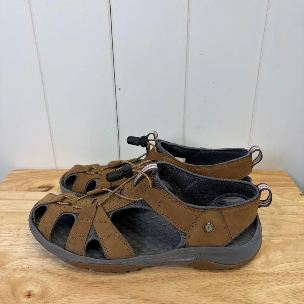 Privo by Clarks Fisherman Leather Bungee Sandals Women Size 10M Sporty Gorpcore